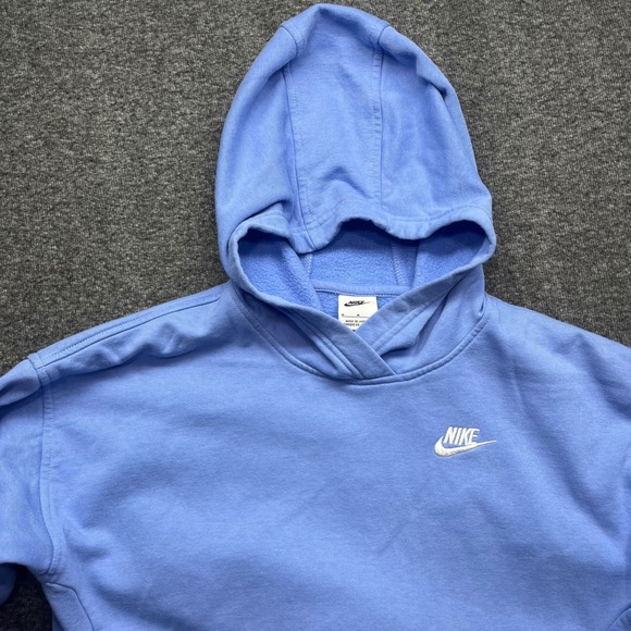 Nike Hoodie Womens Medium Blue FZ5579-494 Fleece Pullover Sweatshirt - Picture 3 of 16